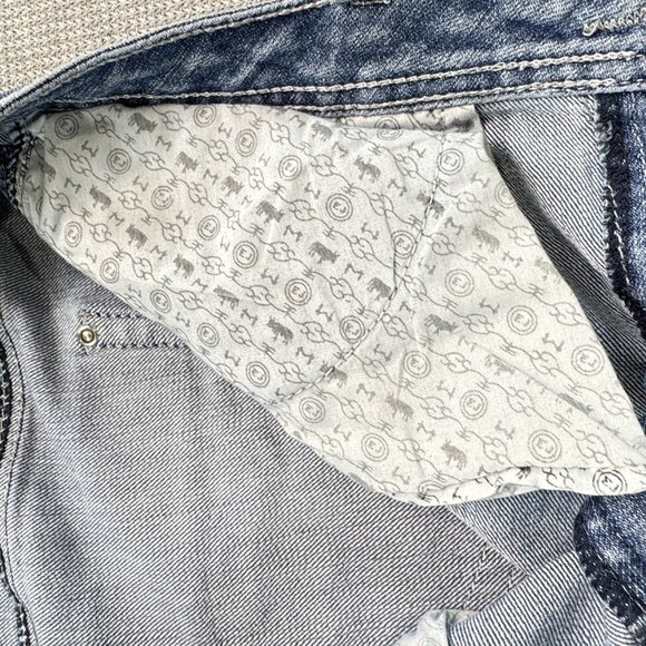 Earl Jean Womens 12 Blue Denim Straight Leg Jeans Mid Rise Embellished Pockets - Picture 12 of 14